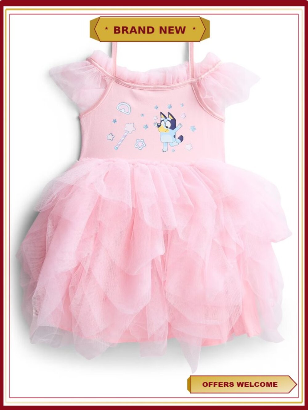 Bluey Toddler Girls Glitter Tutu Dress Size 3T Birthday Playdate